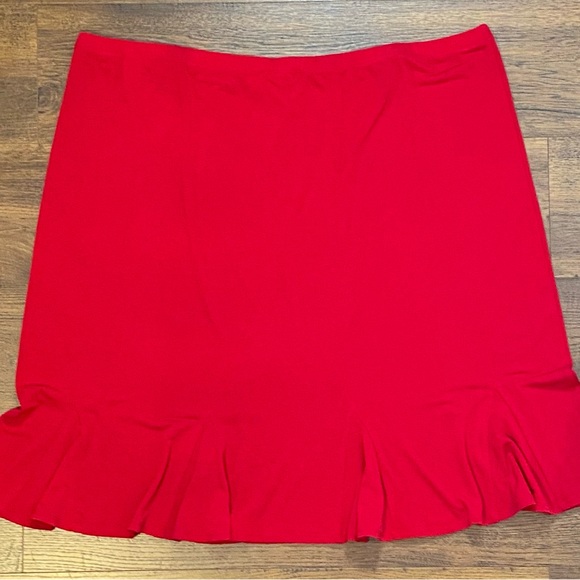 👠Susan Graver Vibrant Red Liquid Knit Skirt - Picture 3 of 9